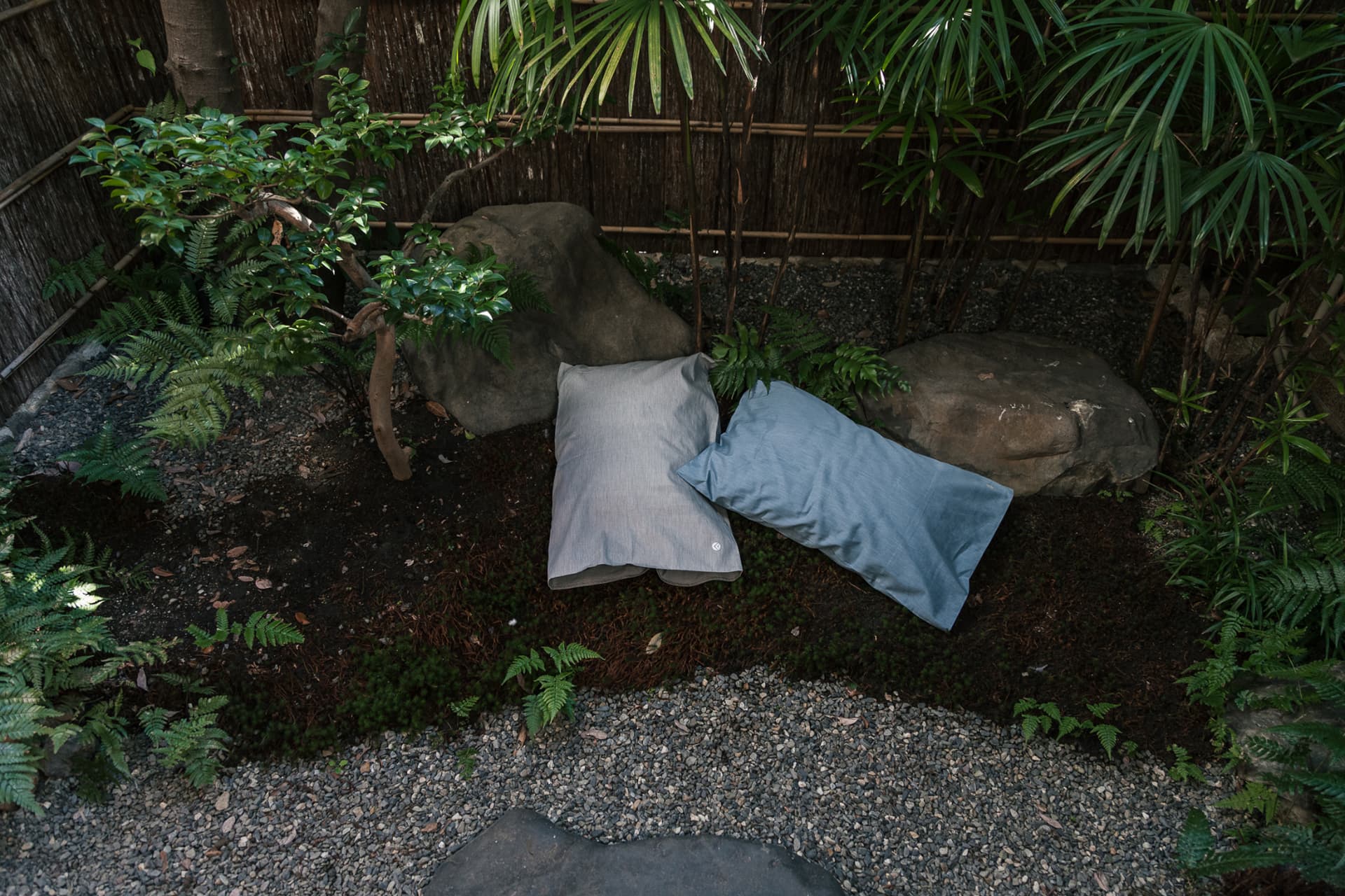 Aizome textiles in a natural setting